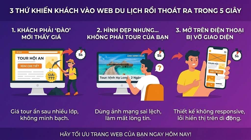 3 lỗi sai khi thiết kế web du lịch