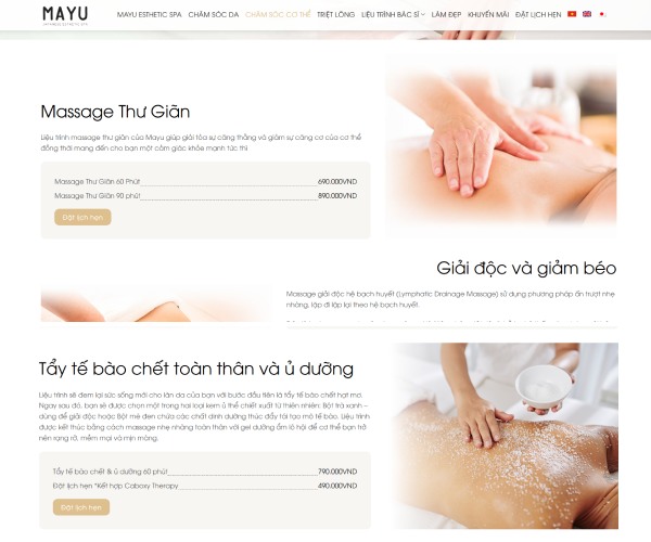 Mẫu web dịch vụ Spa sp001