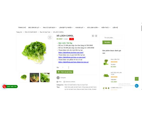 Mẫu web thực phẩm tp002